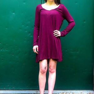 Express Medium M Womans Long Sleeve Maroon casual going out cute discount dress